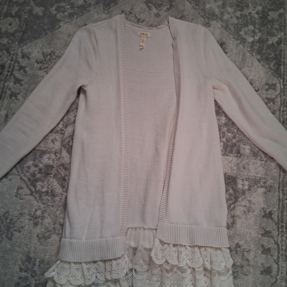 Matilda Jane Cream Cardigan with Lace Hem